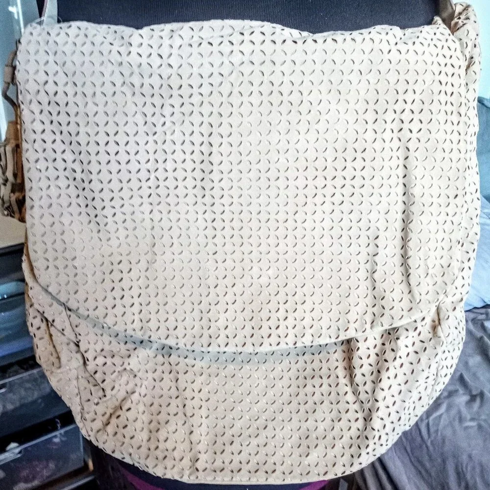 Coldwater Creek Beige Perforated Hobo Bag